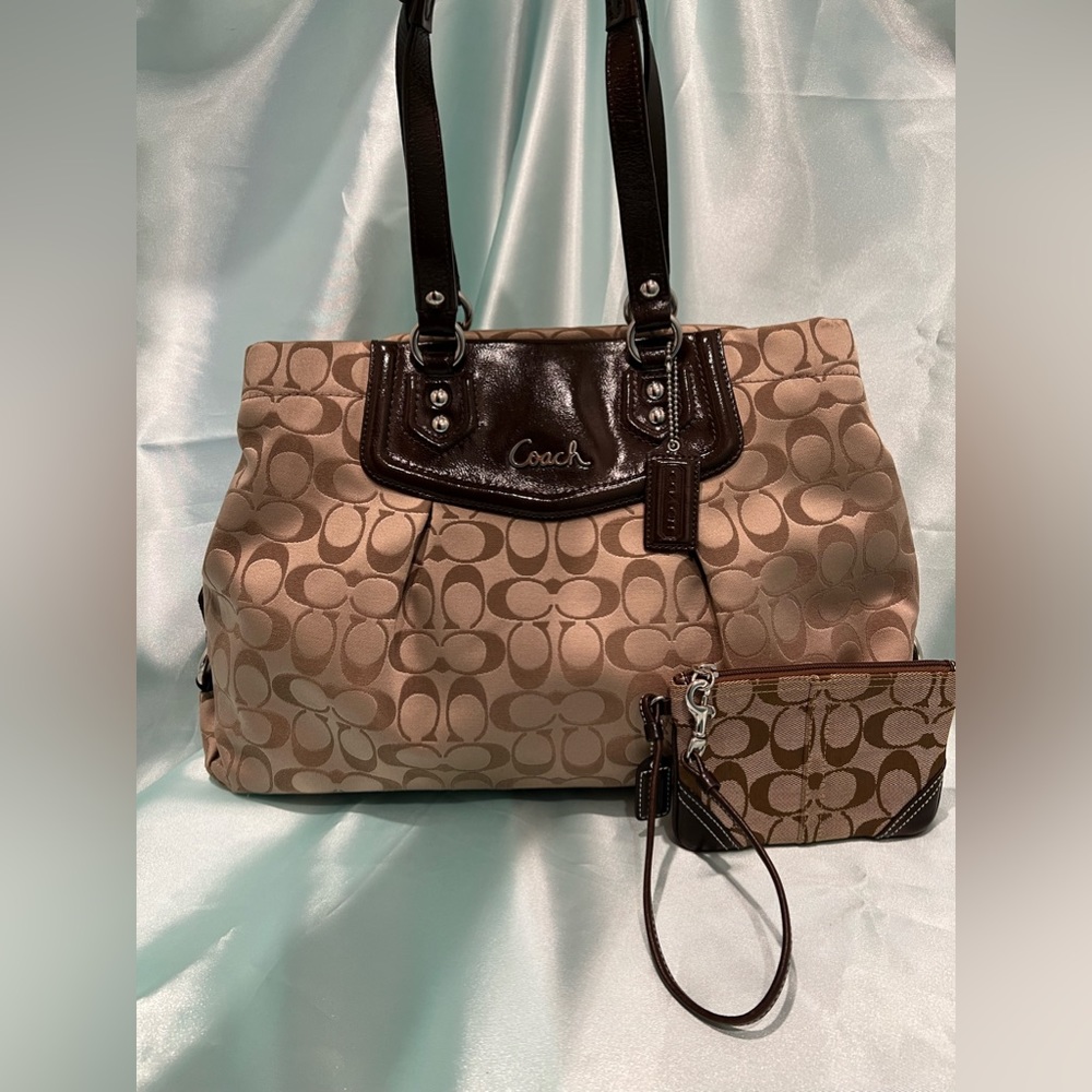 Coach Brown and Tan Shoulder Bag